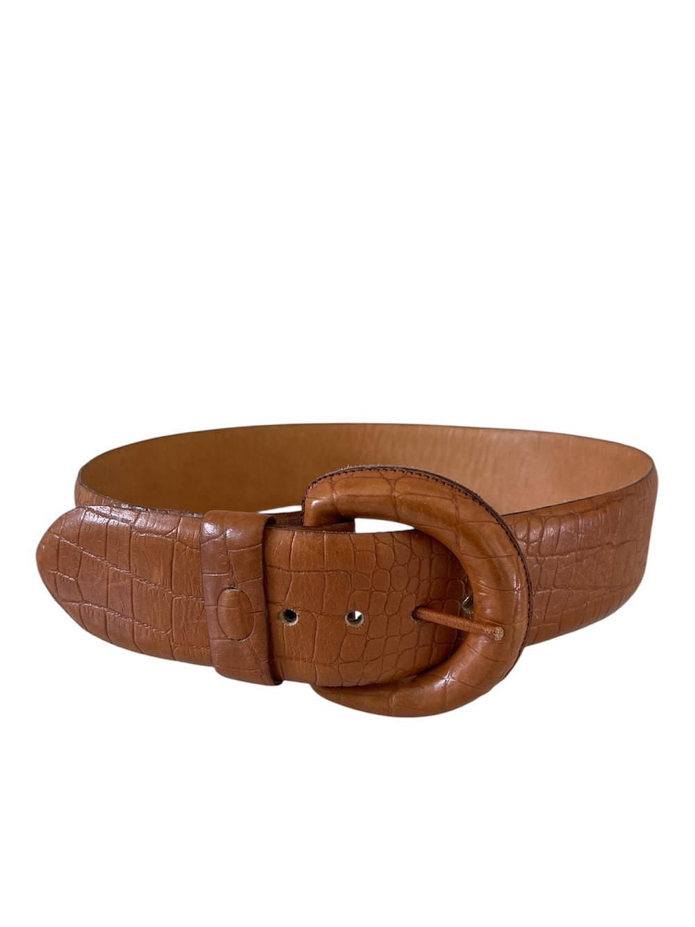 Vintage 90’s Leather Croc Embossed Wide Leather Belt